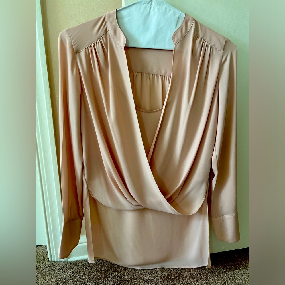 BCBC Blush Pink Long Sleeve Blouse - Size XS